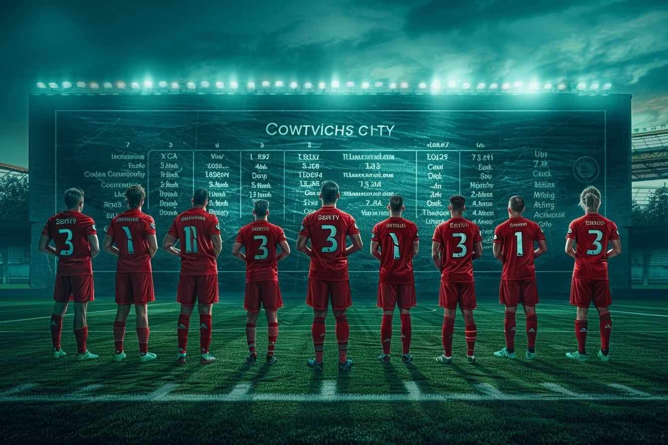 Image of a football team standing on a field in a stadium